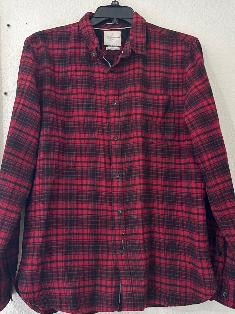 American Eagle Outfitters Red & Black Plaid Lightweight Shirt Jacket